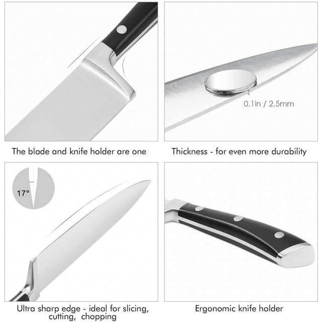 Knife Set, 6 Piece German Stainless Steel Kitchen Knife Block Set, Cutlery Set with Walnut Block EasyOptionXY LLC
