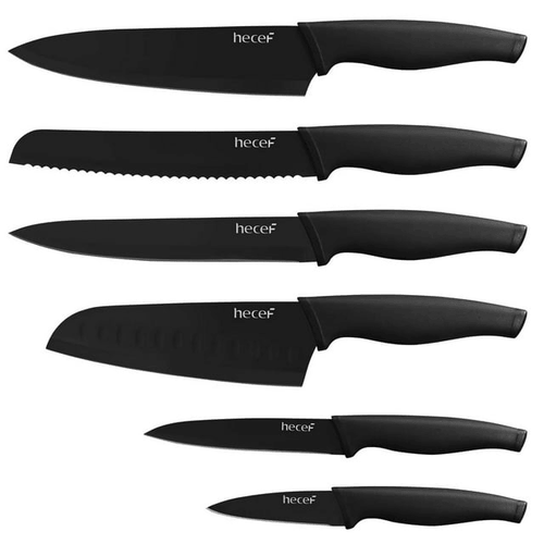 Hecef 6 Pcs Knife Set Black Oxide Japanese Chef Santoku Cooking Knife with Covers for Kitchen EasyOptionXY LLC