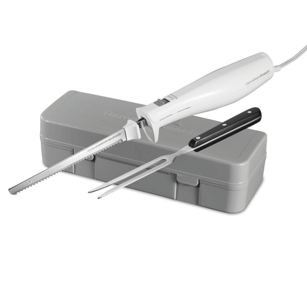 Hamilton Beach Electric Knife Set with Fork and Case, Ergonomic Design, Stainless Steel Reciprocating Blades, White, 74251 EasyOptionXY LLC