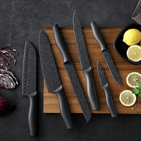 Marco Almond KYA39 12-Piece Black Kitchen Knife Set, Black Chef Knives with Sharp Blades,Blade Guards,Stainless Steel,Dishwasher Safe EasyOptionXY LLC