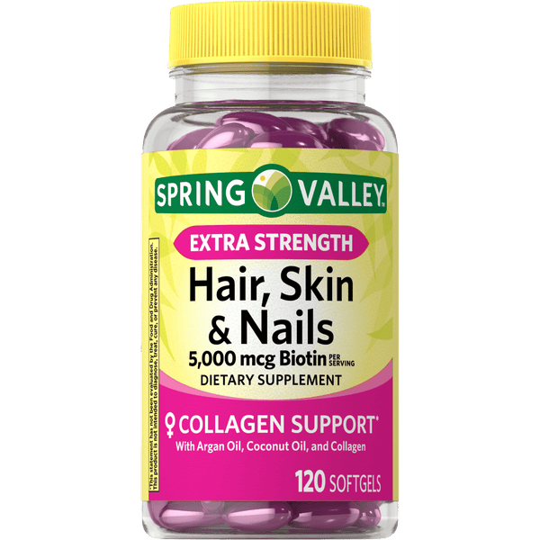 Spring Valley Hair; Skin & Nails Dietary Supplement Gel Capsules; 5; 000 Mcg; 120 Count EasyOptionXY LLC