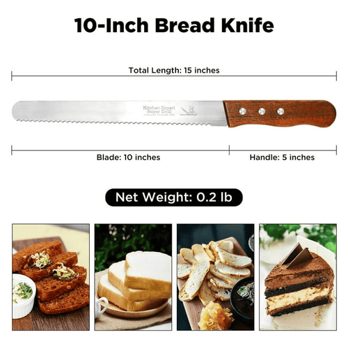 Swtroom 10 inch Bread Knife Serrated Knife Sharp Wavy Edge Bread Cutter Stainless Steel for Slicing Homemade Bread Bagels Cake EasyOptionXY LLC