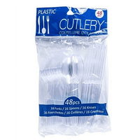 Jacent 48 Count Disposable Clear Plastic Cutlery Set, Forks Knives and Spoons EasyOptionXY LLC