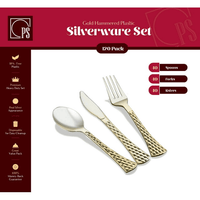 Gold Plastic Silverware Set - 120 Piece Gold Plastic Cutlery Set - Elegant Disposable Gold Utensils - 40 Gold Forks, 40 Soup Spoons and 40 Knives - For Thanksgiving,Weddings, Parties, and Catering EasyOptionXY LLC