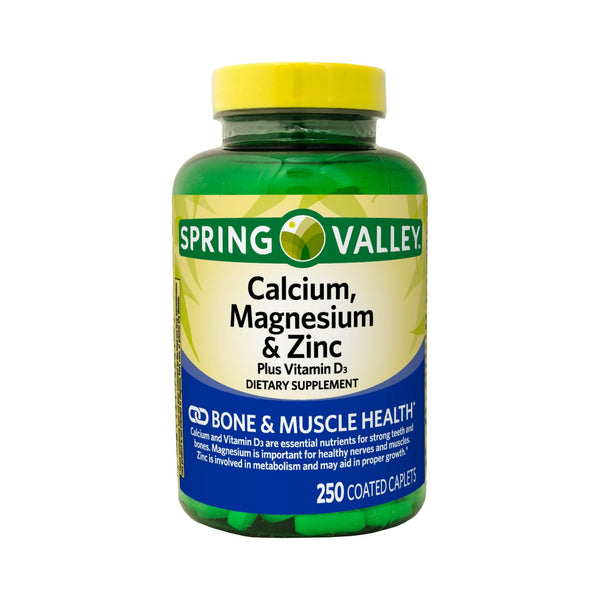 Spring Valley Calcium; Magnesium & Zinc Plus Vitamin D3 Caplets Dietary Supplement; 250 Count EasyOptionXY LLC