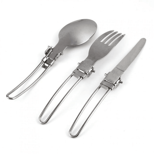 Cutlery Set,Portable Picnic Tableware,Stainless Steel Folding Camping Picnic Cutlery Set,1 Knife, 1 Fork,1 Spoon,1 Bag EasyOptionXY LLC