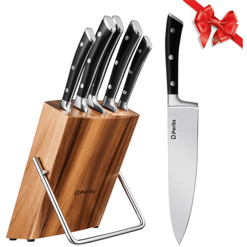 Kitchen Knife Set, 6 Pieces German Stainless Steel Small Kitchen Knives Set with Wooden Block, Cutlery Block Set EasyOptionXY LLC