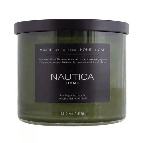 Nautica 14.5oz Soy Wax Blend 3 Wick Candle - Wild Honey Tobacco Honey & Oak EasyOptionXY LLC