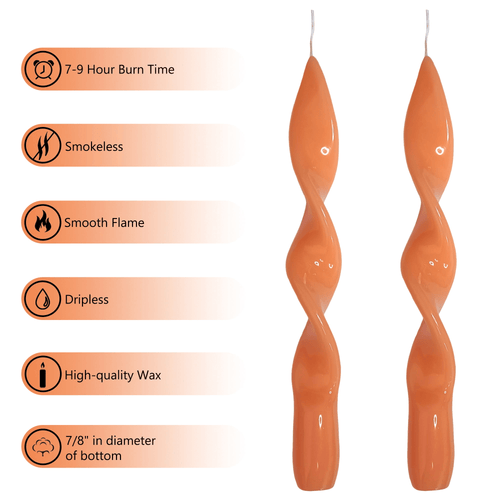 FCMSHAMD 8.8'' Orange Taper Candles - Unscented Dripless EasyOptionXY LLC