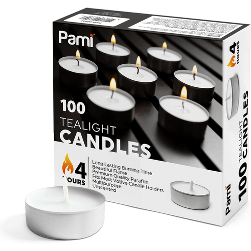 PAMI Premium Tealight Candles Unscented Paraffin Small Candles in Bulk, 100-Pack EasyOptionXY LLC