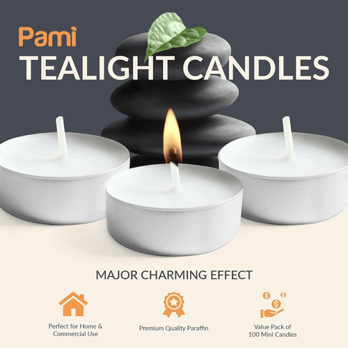 PAMI Premium Tealight Candles Unscented Paraffin Small Candles in Bulk, 100-Pack EasyOptionXY LLC