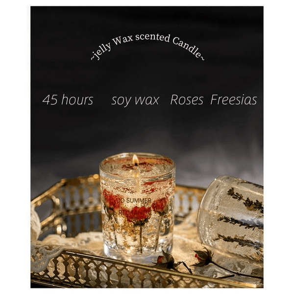 MEHOOM Crystal Cup Dried Flower Jelly Candle, Rose & Freesia Scent, 13 oz, Soy Wax Fragrance, Mother's Day Gift EasyOptionXY LLC