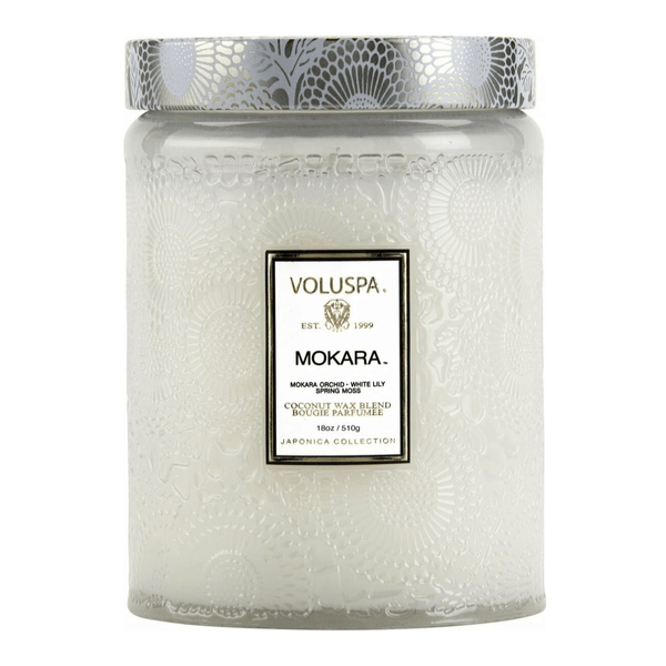 Voluspa Mokara Large Embossed Glass Jar Candle (18oz) EasyOptionXY LLC