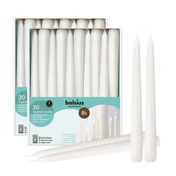 Bolsius Unscented White Taper Candles 10 Inch 60 Pack Wedding Home D¨¦cor EasyOptionXY LLC