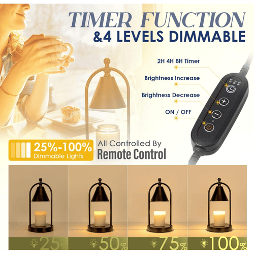 Soilsiu Candle Warmer Lamp with Timer, Electric Black Candle Warmer Light for Bedroom, Dimmable Wax Melts Warmer for Candle Jars, Home Decor Beside Lamp Gifts for Women (2 Bulbs Included) EasyOptionXY LLC