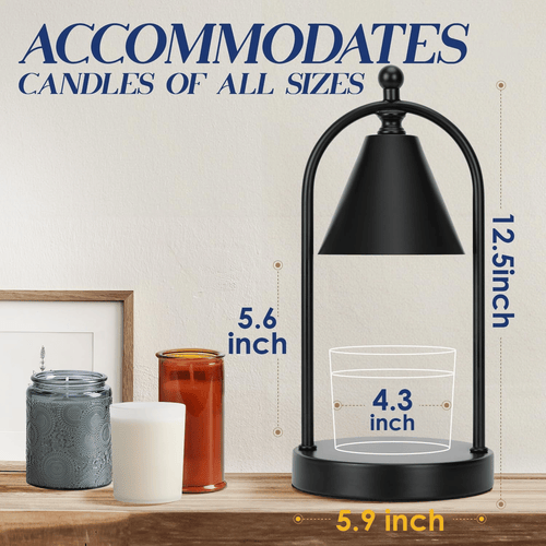 Soilsiu Candle Warmer Lamp with Timer, Electric Black Candle Warmer Light for Bedroom, Dimmable Wax Melts Warmer for Candle Jars, Home Decor Beside Lamp Gifts for Women (2 Bulbs Included) EasyOptionXY LLC
