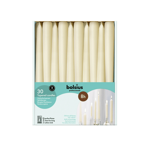 Bolsius Ivory Taper Unscented Candles Long 10 inch | 30 Pack with 8 Hours Dripless EasyOptionXY LLC