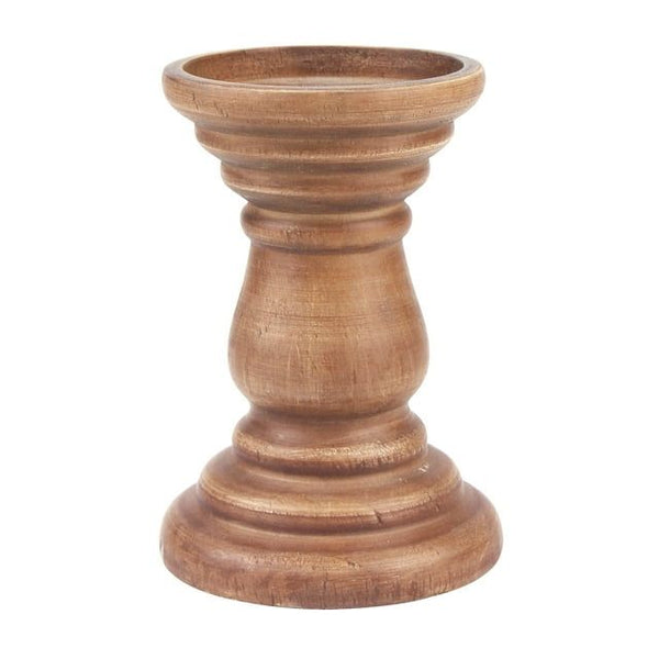 Stonebriar Natural Turned Wood Pillar Candle Holder, Brown, 6" EasyOptionXY LLC