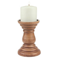 Stonebriar Natural Turned Wood Pillar Candle Holder, Brown, 6" EasyOptionXY LLC
