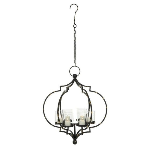 DecMode 6 Holder Black Metal Hanging Candelabra EasyOptionXY LLC