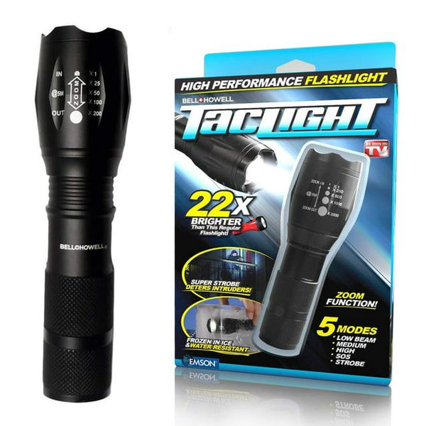Taclight Tac Flashlight with 5 Modes Zoom 40X Brighter High Lumens Weather Proof Flashlight As Seen on TV EasyOptionXY LLC
