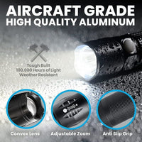 Taclight Tac Flashlight with 5 Modes Zoom 40X Brighter High Lumens Weather Proof Flashlight As Seen on TV EasyOptionXY LLC