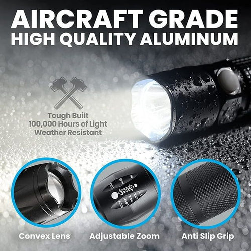 Taclight Tac Flashlight with 5 Modes Zoom 40X Brighter High Lumens Weather Proof Flashlight As Seen on TV EasyOptionXY LLC