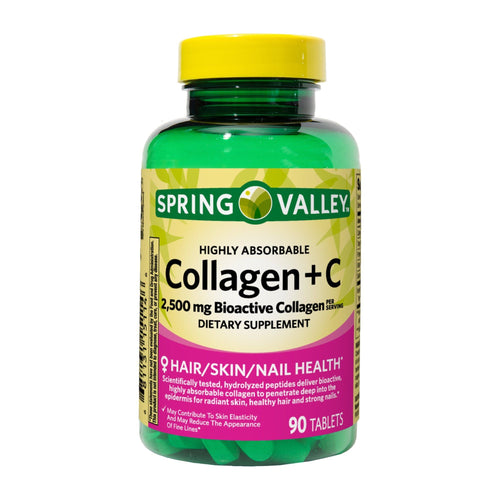 Spring Valley Highly Absorbable Collagen + C Tablets Dietary Supplement; 2; 500 mg; 90 Count EasyOptionXY LLC