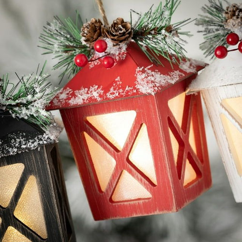 5.5"H Sullivans Lighted Lantern Ornament - Set of 3, Multicolored Christmas Ornaments EasyOptionXY LLC