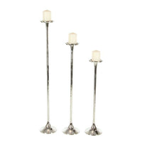 DecMode 3 Candle Silver Aluminum Tall Candle Holder, Set of 3 EasyOptionXY LLC