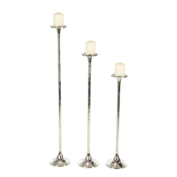 DecMode 3 Candle Silver Aluminum Tall Candle Holder, Set of 3 EasyOptionXY LLC