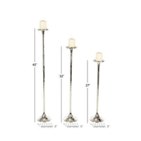 DecMode 3 Candle Silver Aluminum Tall Candle Holder, Set of 3 EasyOptionXY LLC