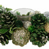 Northlight 13" Green Pinecone and Silver Glitter Ornaments Christmas Tealight Candle Holder EasyOptionXY LLC