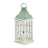 Noble House Montville Mango Wood Handcrafted Decorative Lantern, White and Green Patina EasyOptionXY LLC