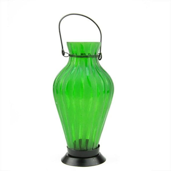 Northlight 9.5" Frosted Green Ribbed Vase Glass Bottle Tea Light Candle Lantern Decoration EasyOptionXY LLC