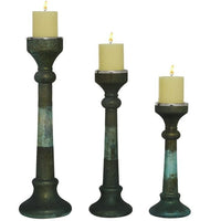 DecMode 3 Candle Green Glass Candle Holder, Set of 3 EasyOptionXY LLC