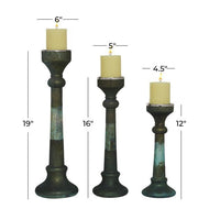 DecMode 3 Candle Green Glass Candle Holder, Set of 3 EasyOptionXY LLC