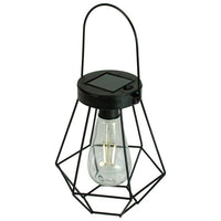 7.5" Black Geometric Outdoor Hanging Solar Lantern with Handle - 7.5 EasyOptionXY LLC