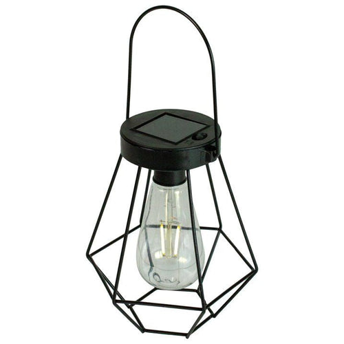 7.5" Black Geometric Outdoor Hanging Solar Lantern with Handle - 7.5 EasyOptionXY LLC
