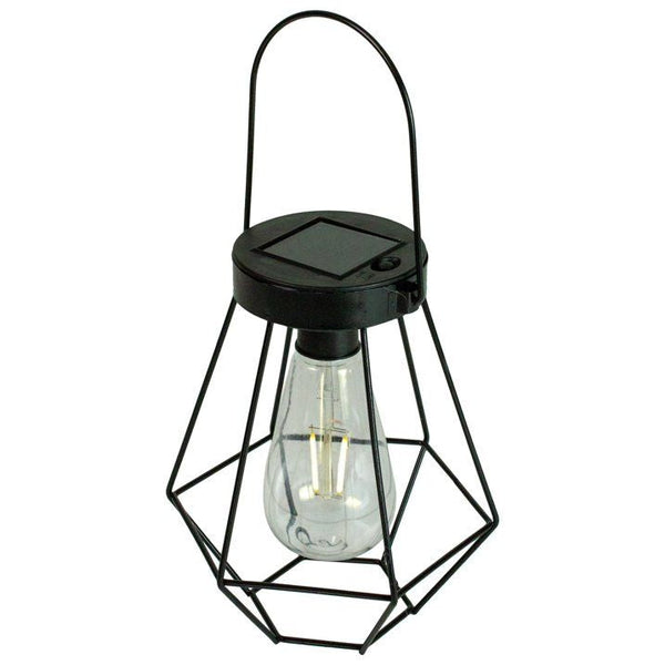 7.5" Black Geometric Outdoor Hanging Solar Lantern with Handle - 7.5 EasyOptionXY LLC