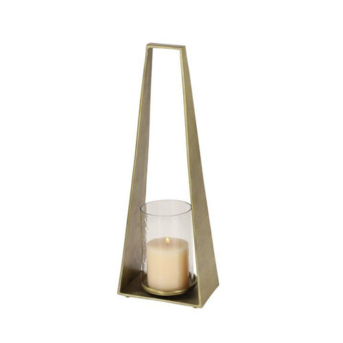 Decmode 8 in x 24 in Large Gold Candle Holder With Hurricane Glass EasyOptionXY LLC