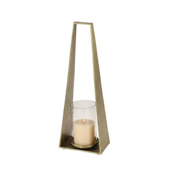 Decmode 8 in x 24 in Large Gold Candle Holder With Hurricane Glass EasyOptionXY LLC
