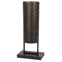 DecMode Modern Style Large Black Cylinder Metal Lantern with Pierced Metal Boho Pattern on Metal Base, 10' x 23' EasyOptionXY LLC