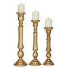 DecMode 3 Candle Gold Mango Wood Candle Holder, Set of 3 EasyOptionXY LLC