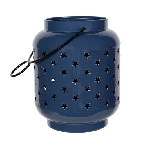 Stratton Home Decor Farmhouse Blue Star Cutout Metal Lantern EasyOptionXY LLC