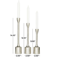 CosmoLiving by Cosmopolitan 3 Candle Silver Aluminum Tapered Candle Holder, Set of 3 EasyOptionXY LLC