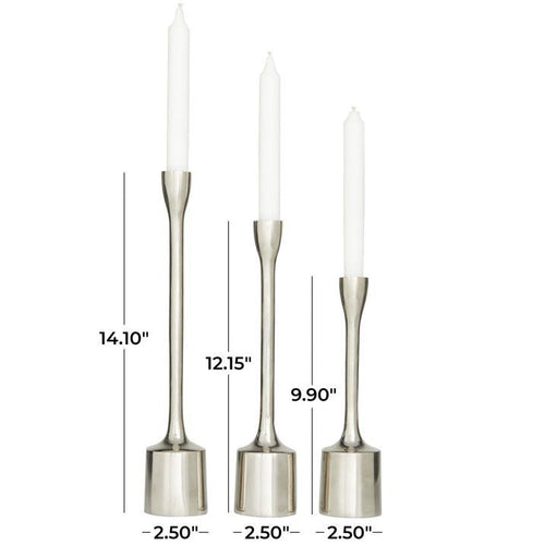 CosmoLiving by Cosmopolitan 3 Candle Silver Aluminum Tapered Candle Holder, Set of 3 EasyOptionXY LLC