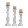 DecMode 3 Candle White Mango Wood Candle Holder, Set of 3 EasyOptionXY LLC