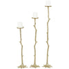 DecMode 3 Candle Gold Aluminum Abstract Tall Floor Textured Metallic Candle Holder with Stick Inspired Design, Set of 3 EasyOptionXY LLC