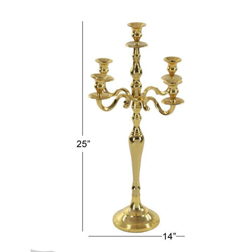 DecMode 5 Holder Gold Aluminum Candelabra EasyOptionXY LLC